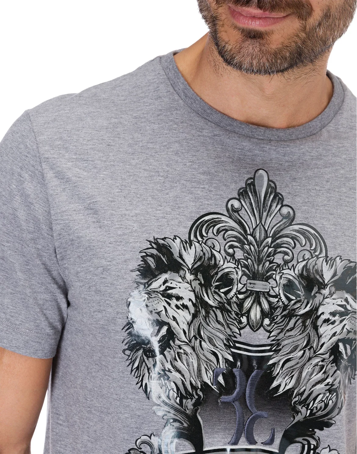 T-shirt Round Neck SS Double Lion, цвет: Серый