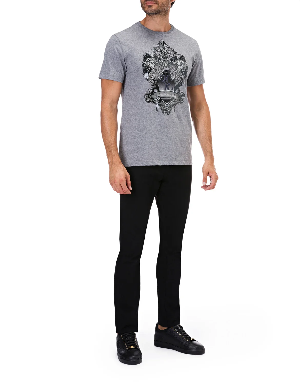 T-shirt Round Neck SS Double Lion, цвет: Серый