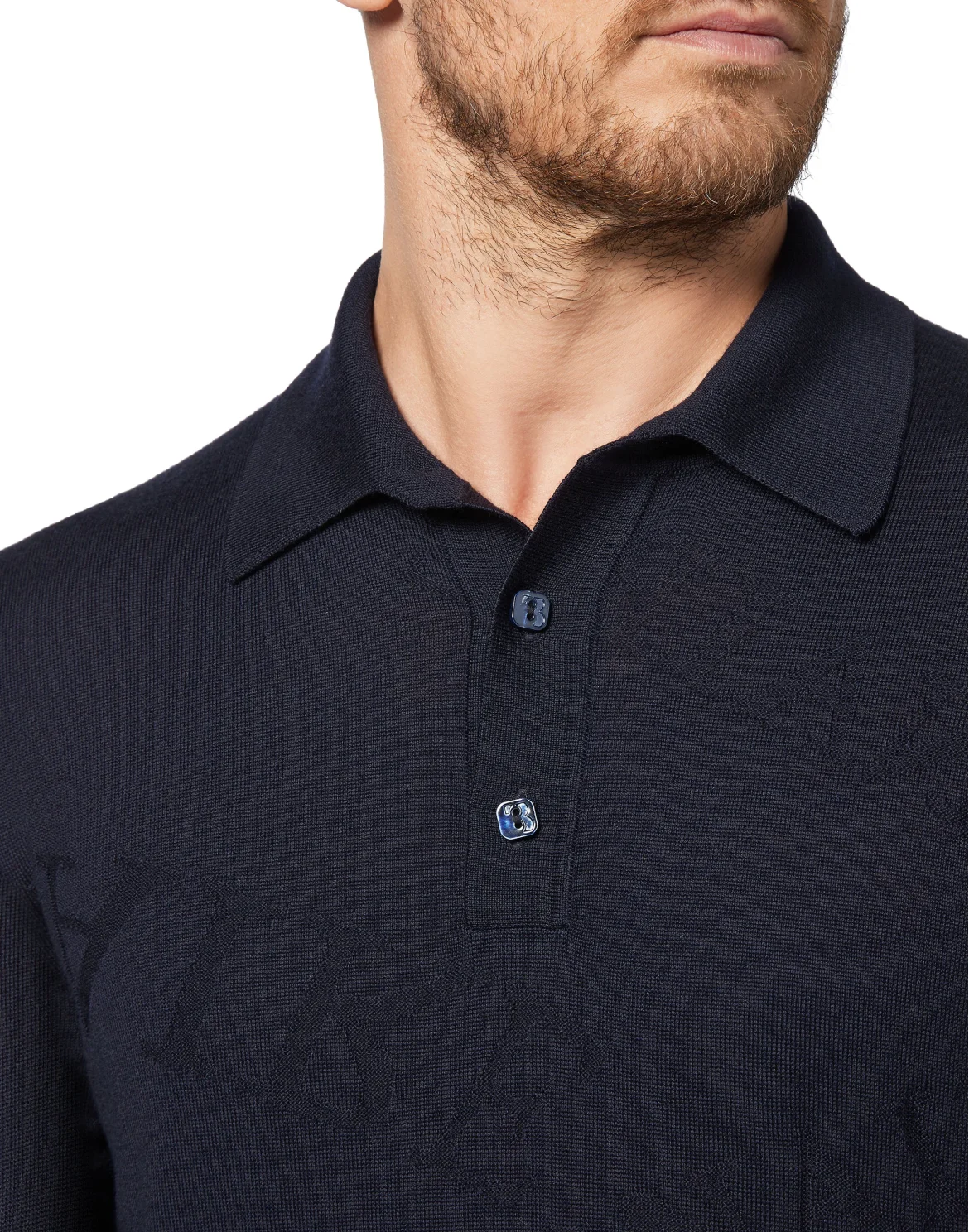 Pullover Polo-Neck LS Logos, цвет: Синий
