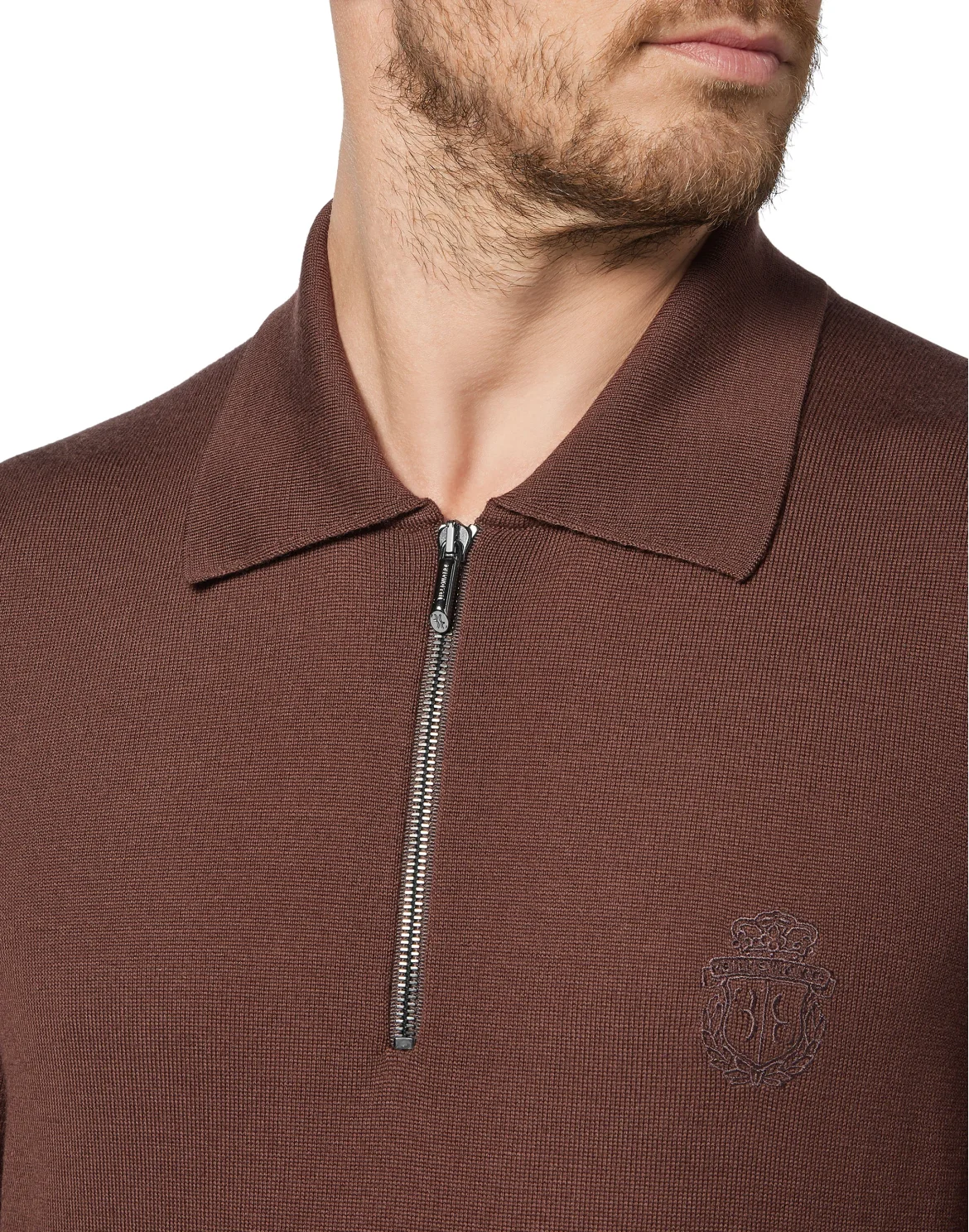 Pullover Polo-Neck LS Crest, цвет: Коричневый