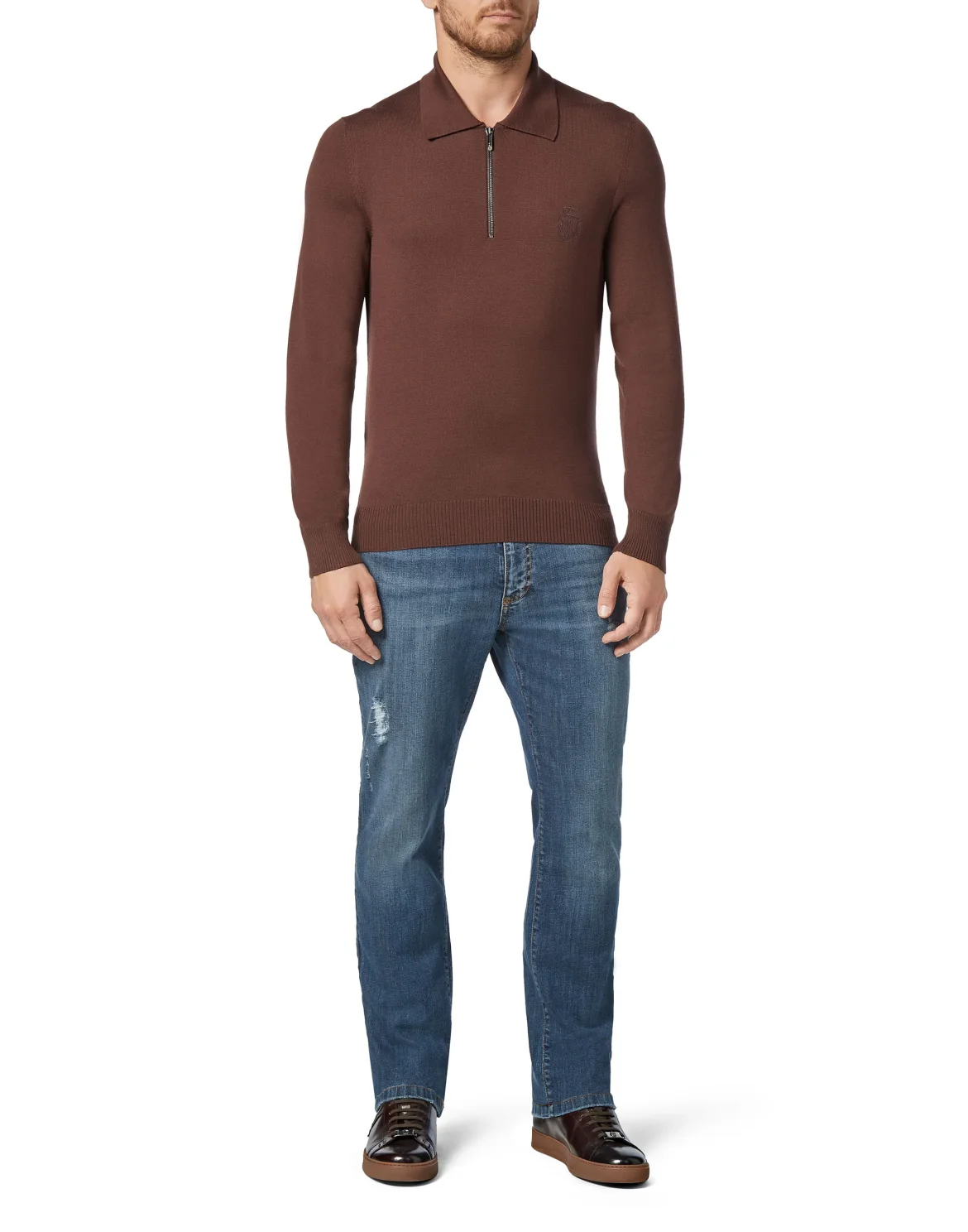 Pullover Polo-Neck LS Crest, цвет: Коричневый