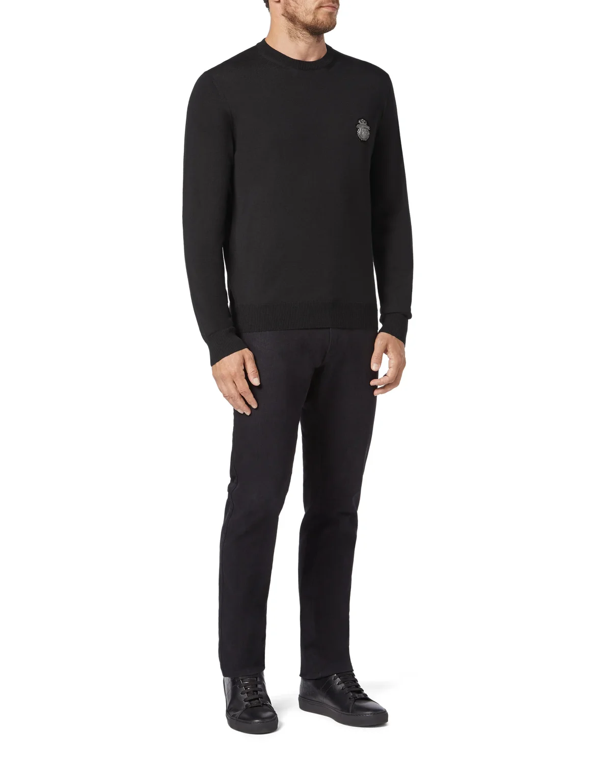 Pullover Round Neck LS Crest, цвет: Черный