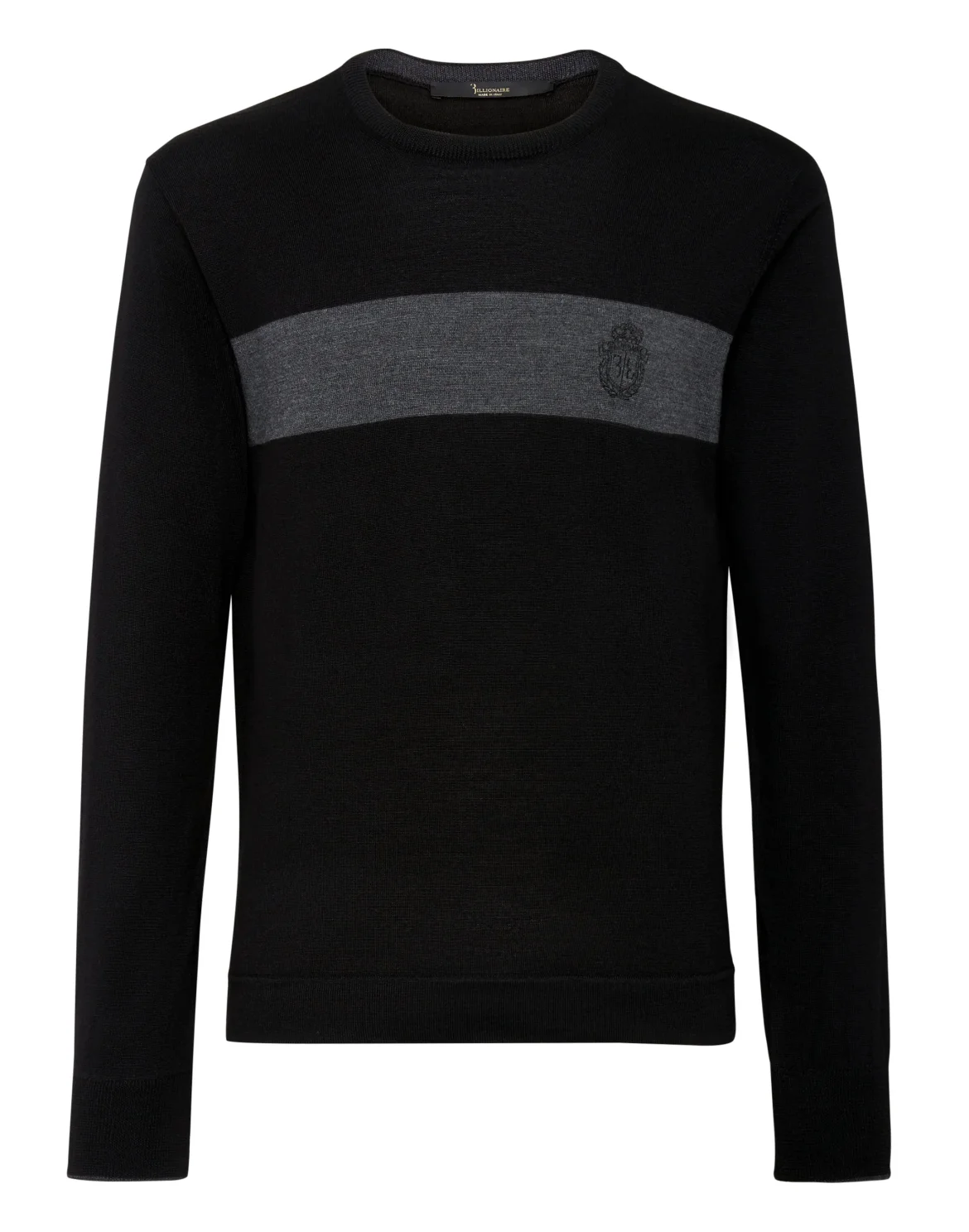 Pullover Round Neck LS Stripes, цвет: Черный