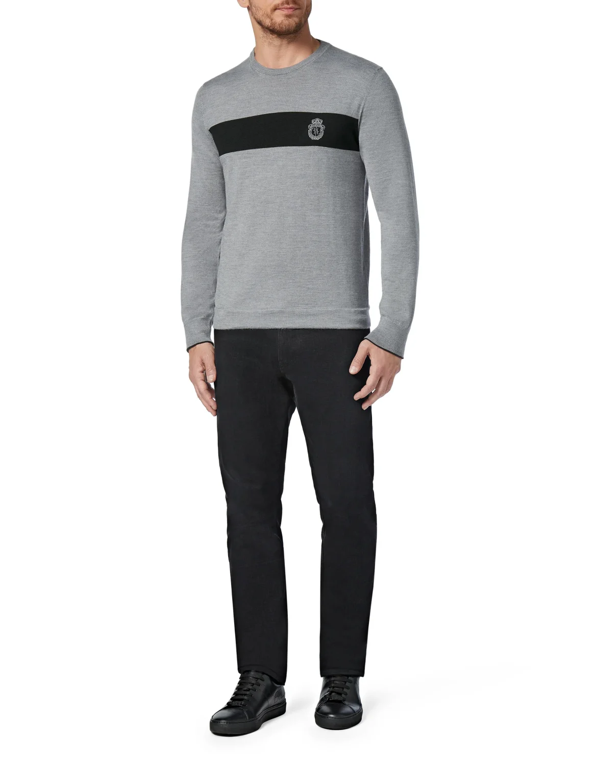 Pullover Round Neck LS Stripes, цвет: Серый