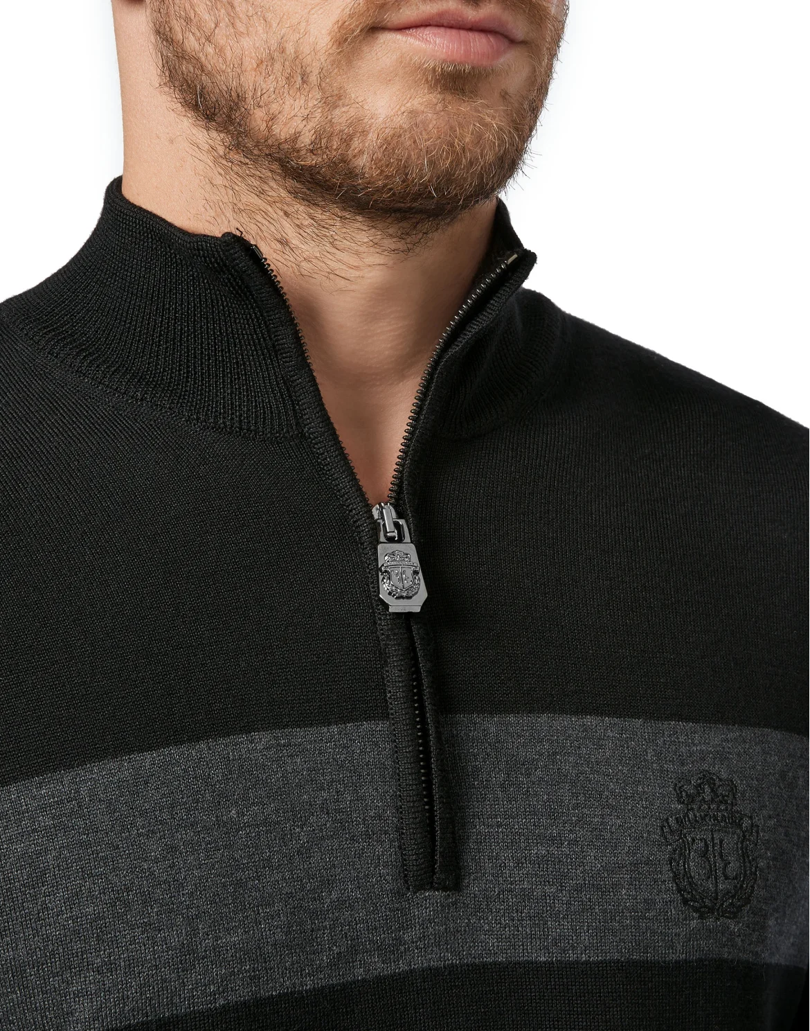 Pullover zip mock Stripes, цвет: Черный