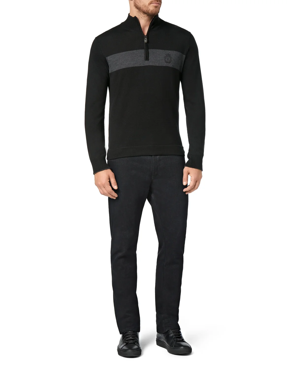 Pullover zip mock Stripes, цвет: Черный