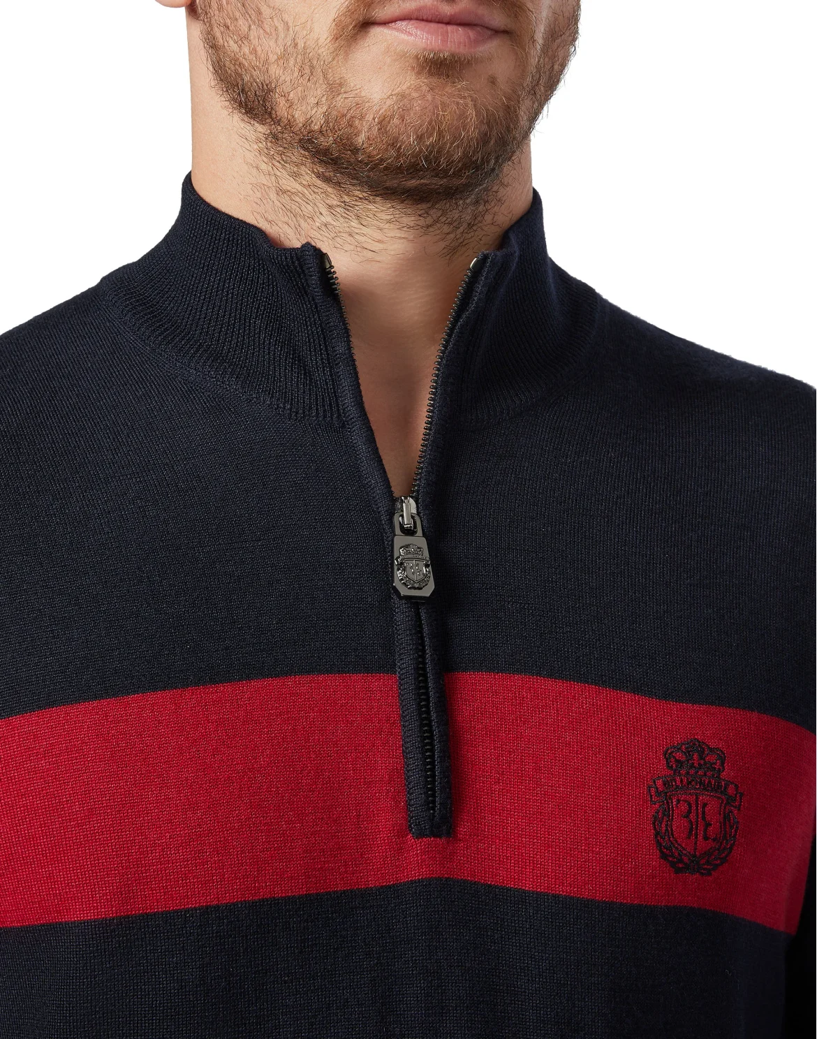 Pullover zip mock Stripes, цвет: Синий