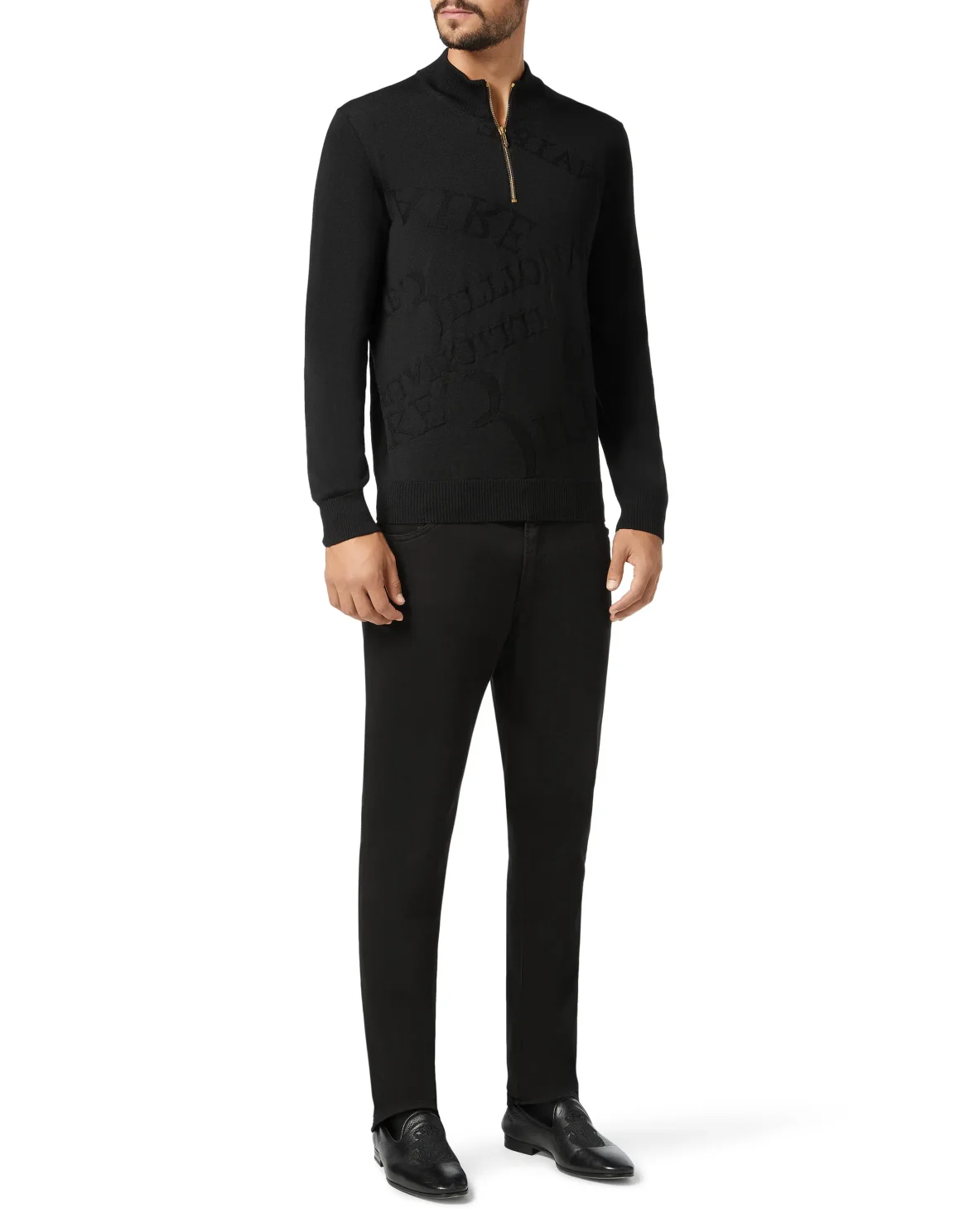 Pullover zip mock Logos, цвет: Черный