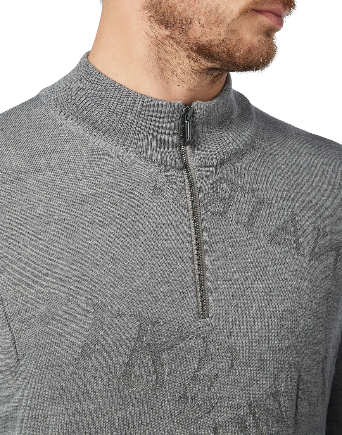 Pullover zip mock Logos, цвет: Серый