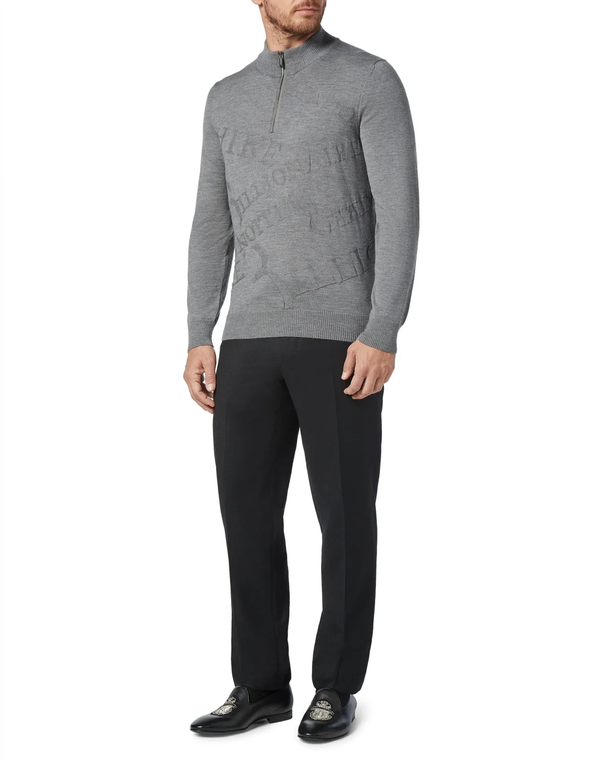 Pullover zip mock Logos, цвет: Серый