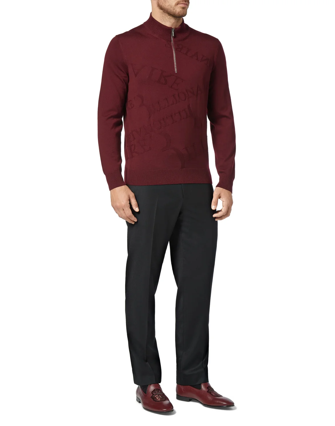 Pullover zip mock Logos, цвет: Красный
