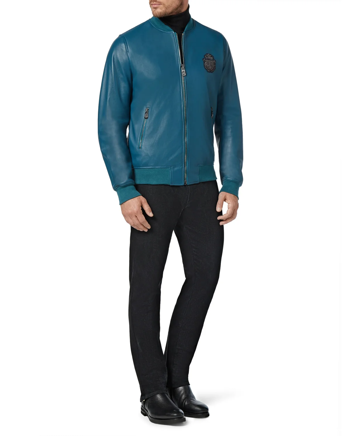 Leather Bomber Crest, цвет: Синий