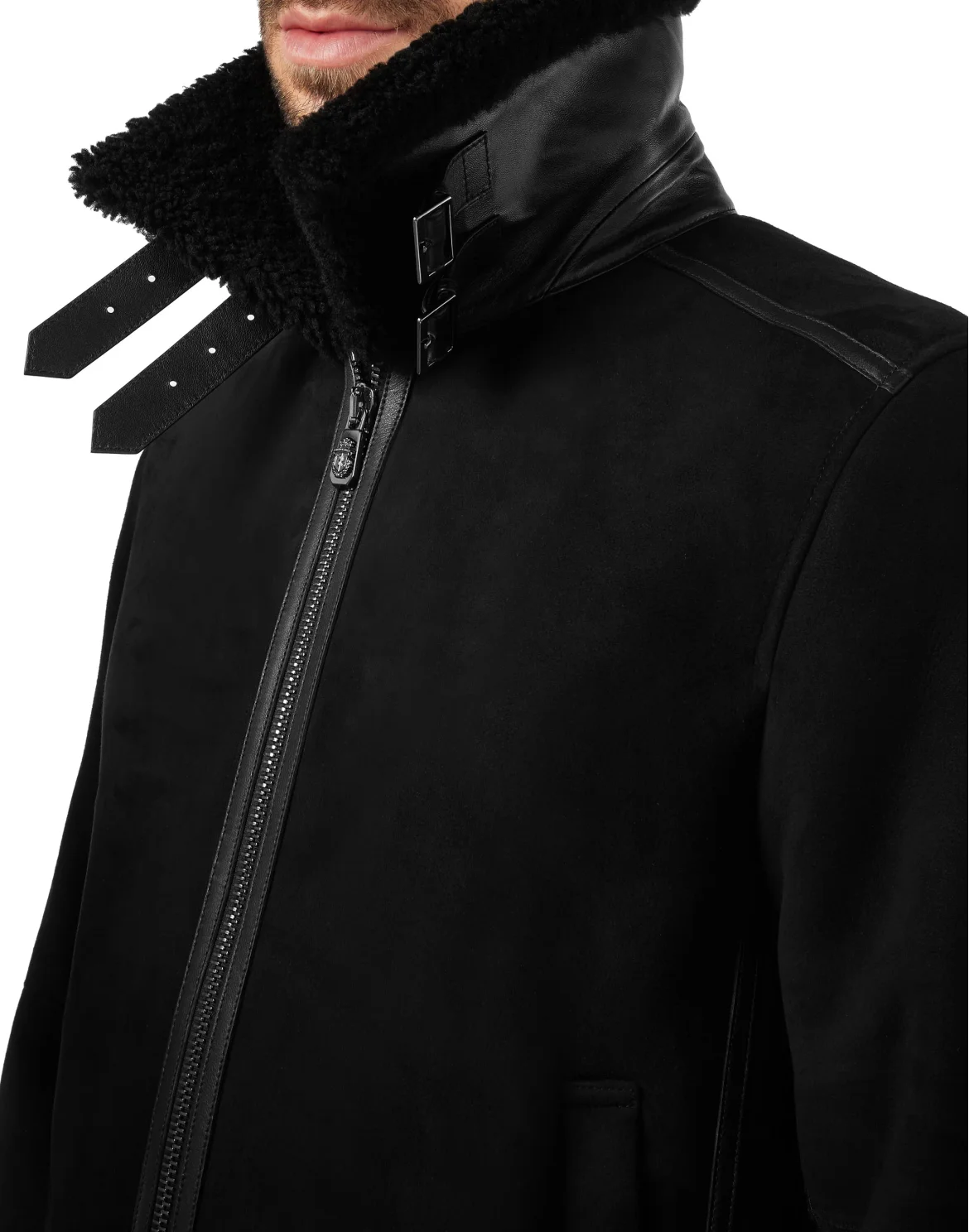 Leather Bomber Double B, цвет: Черный