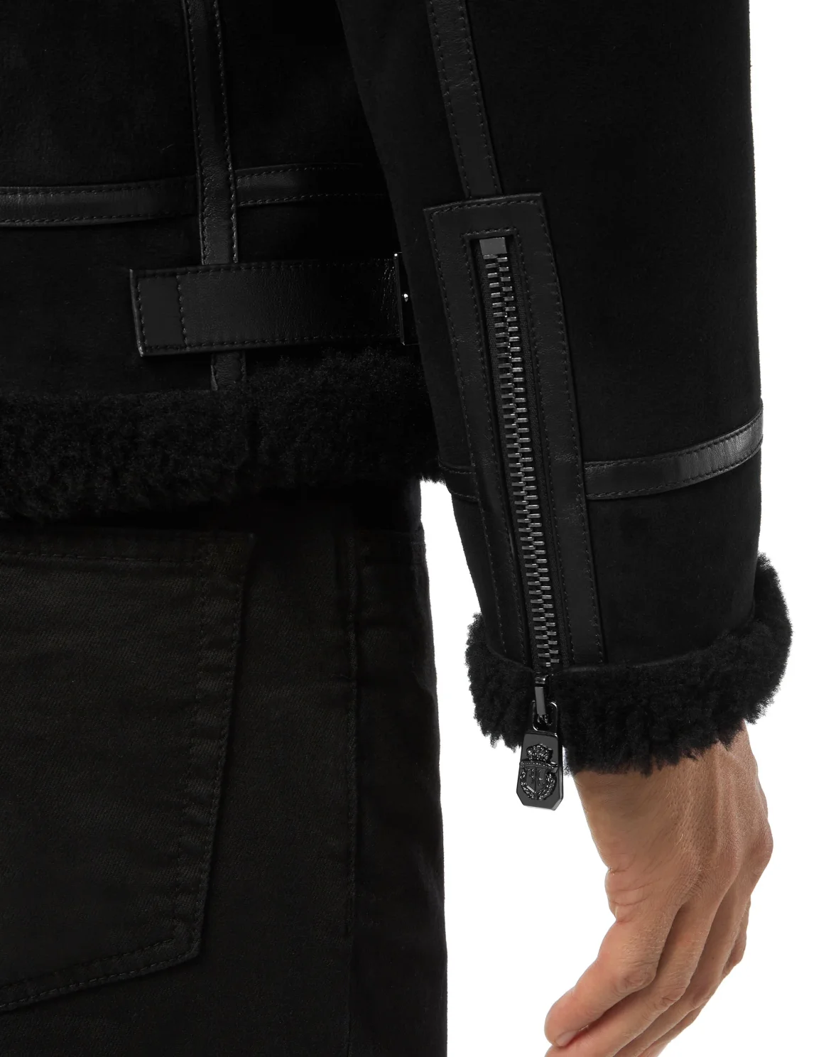 Leather Bomber Double B, цвет: Черный
