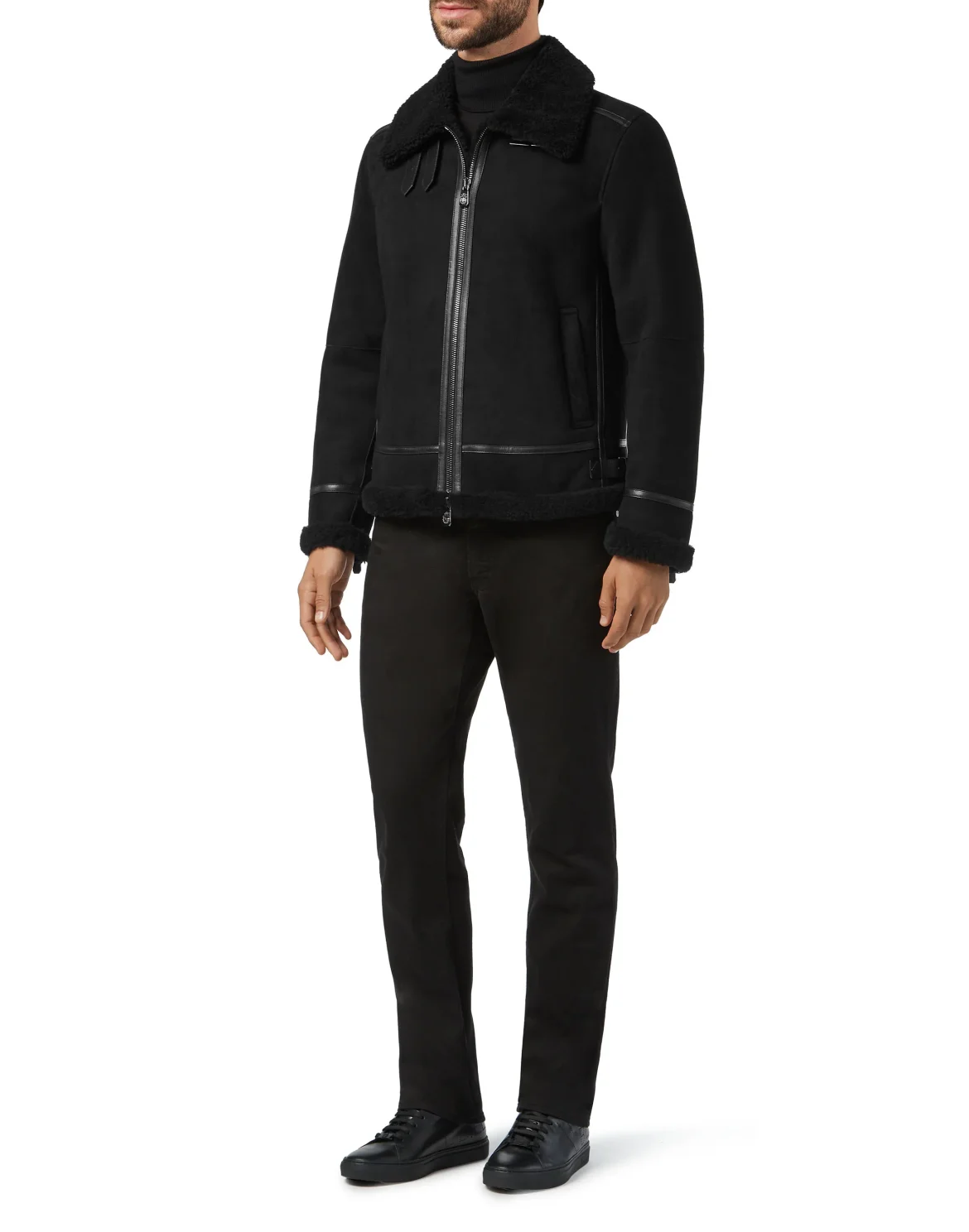 Leather Bomber Double B, цвет: Черный
