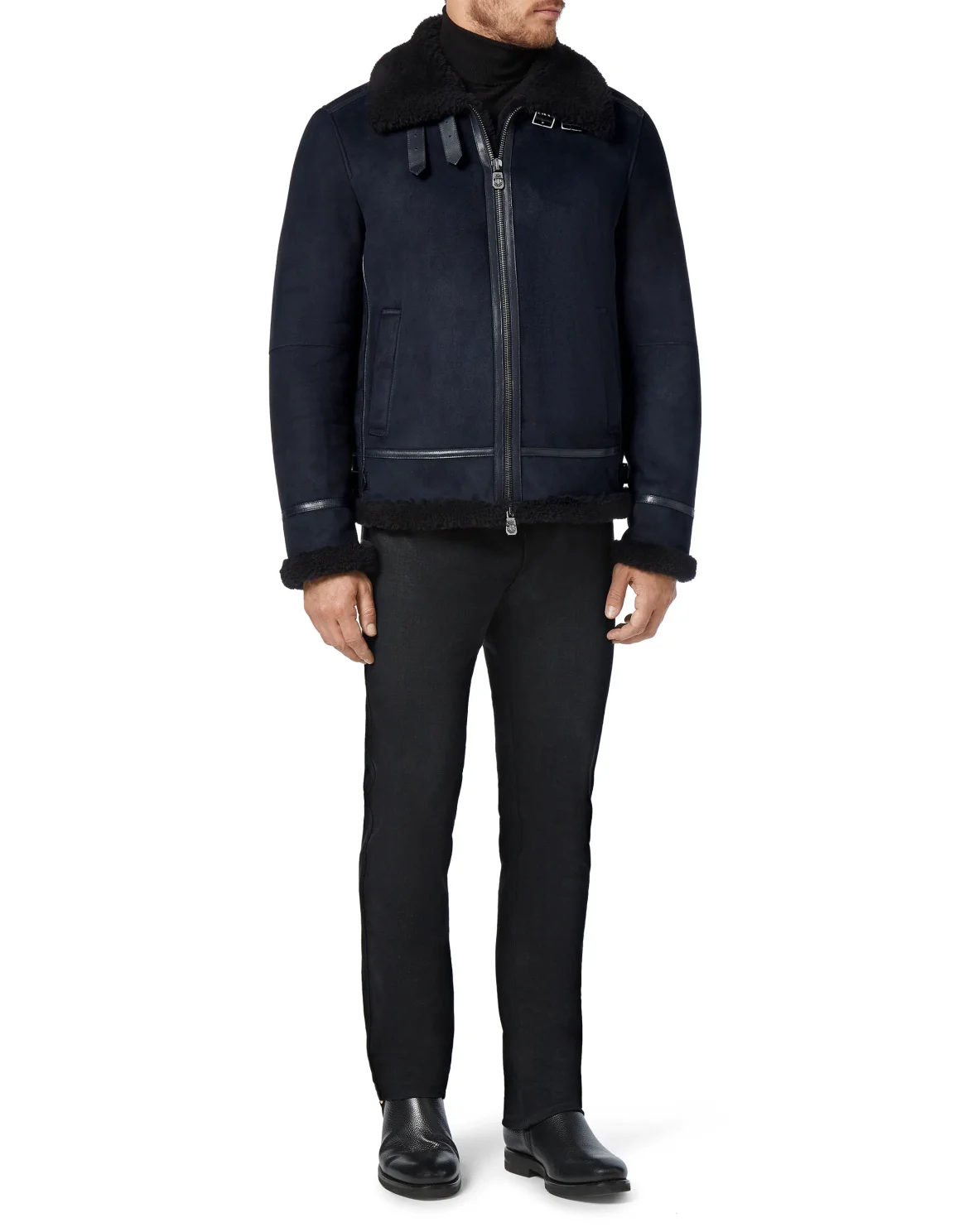 Leather Bomber Double B, цвет: Синий