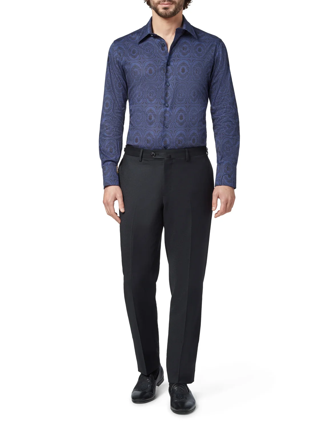 Shirt Silver Cut LS/Milano Horses, цвет: Синий