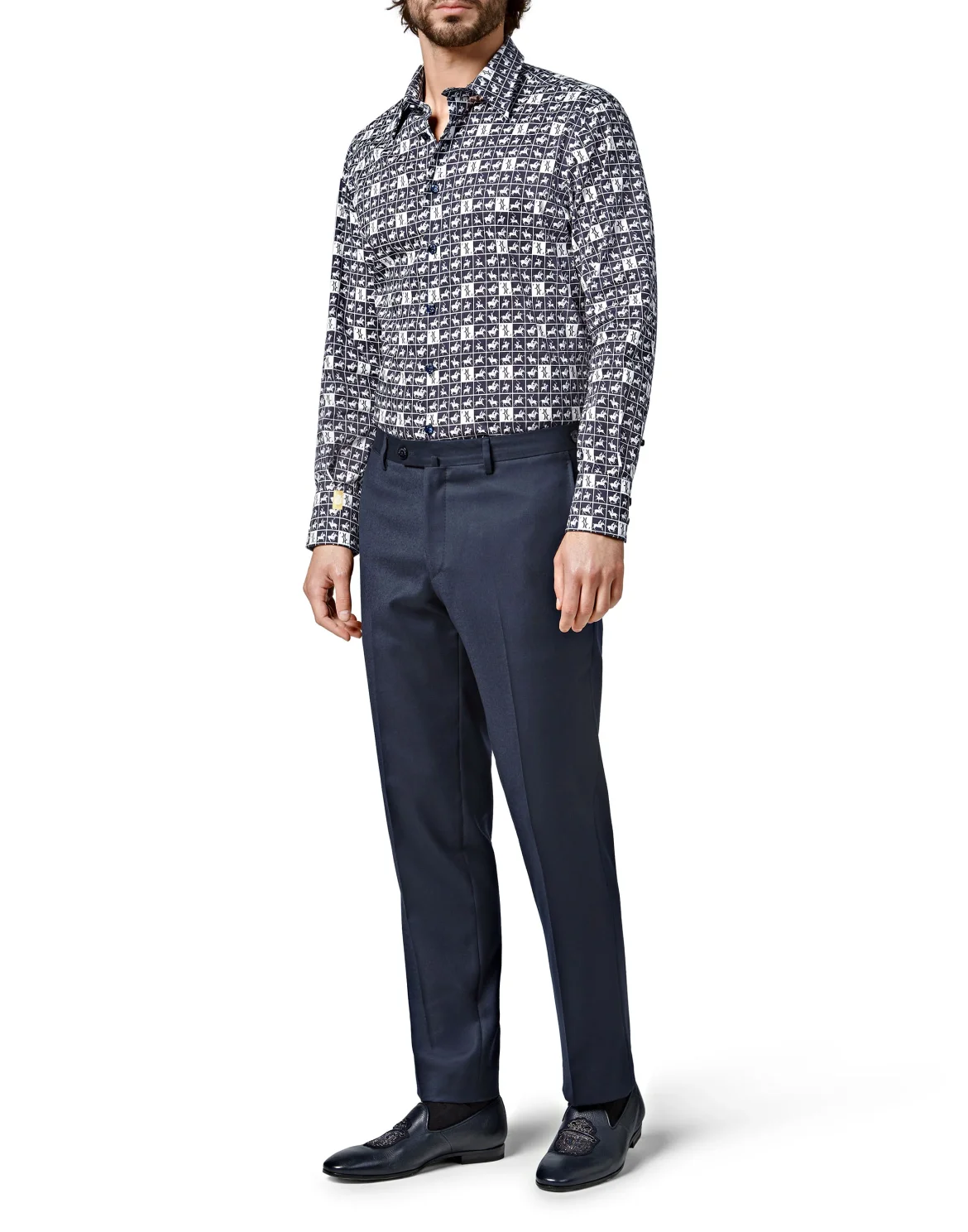 Shirt Silver Cut LS/Milano Horses, цвет: Синий