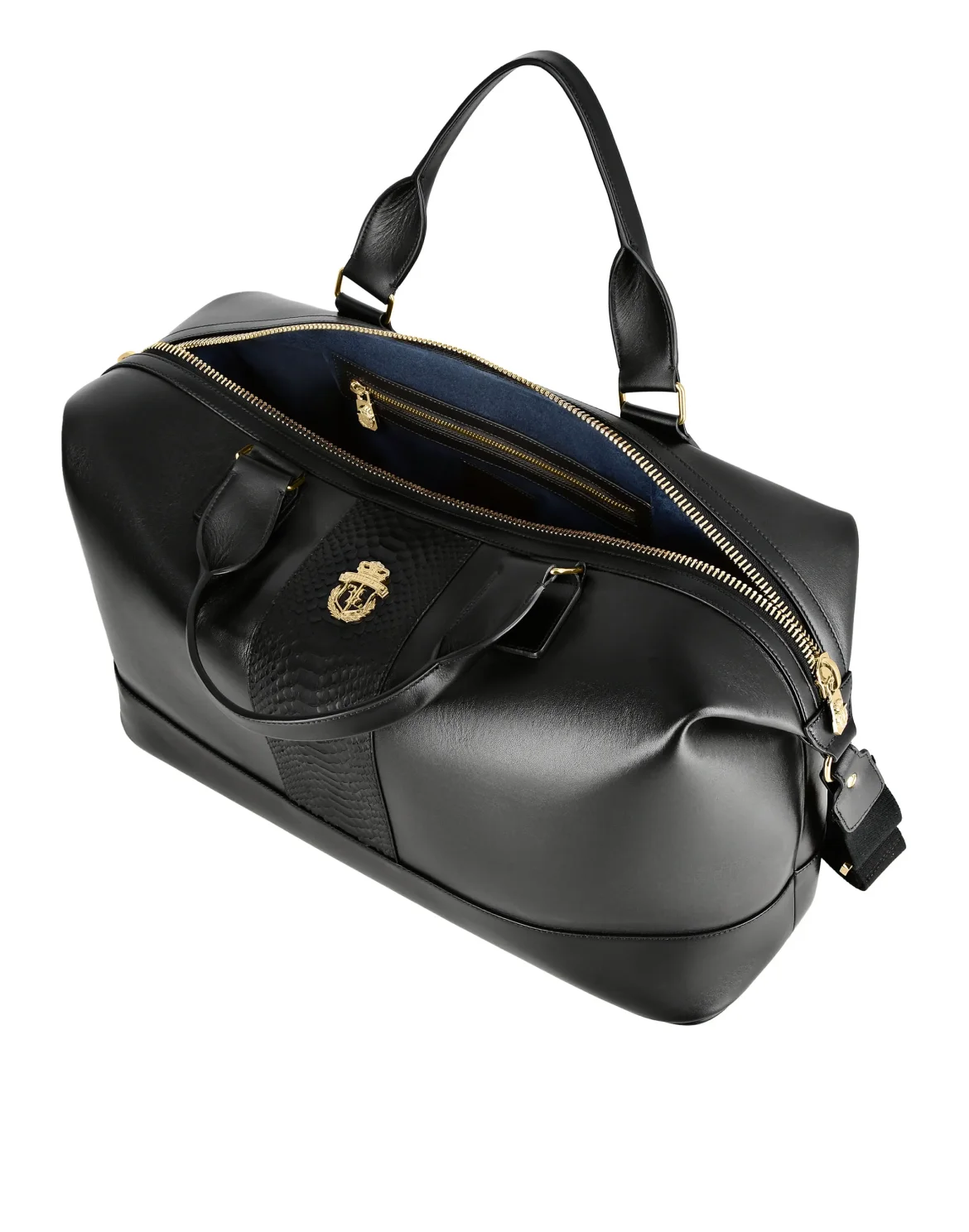 Medium Travel Bag with Python Luxury, цвет: Черный