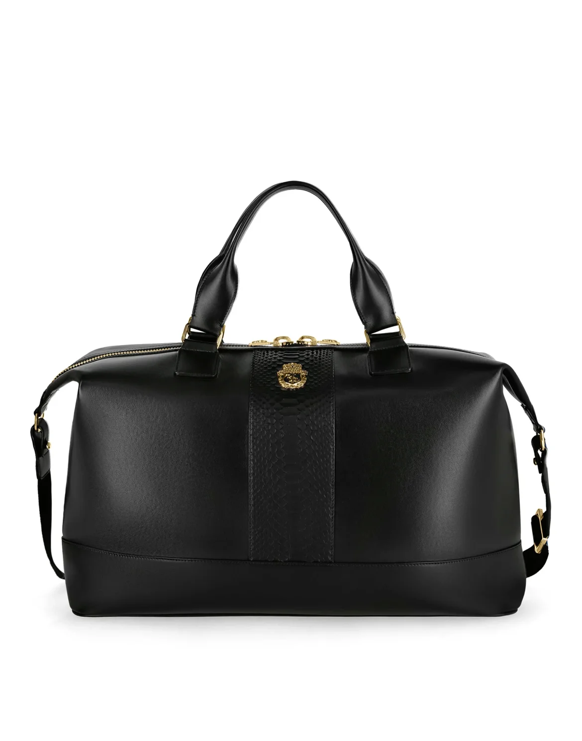 Medium Travel Bag with Python Luxury, цвет: Черный