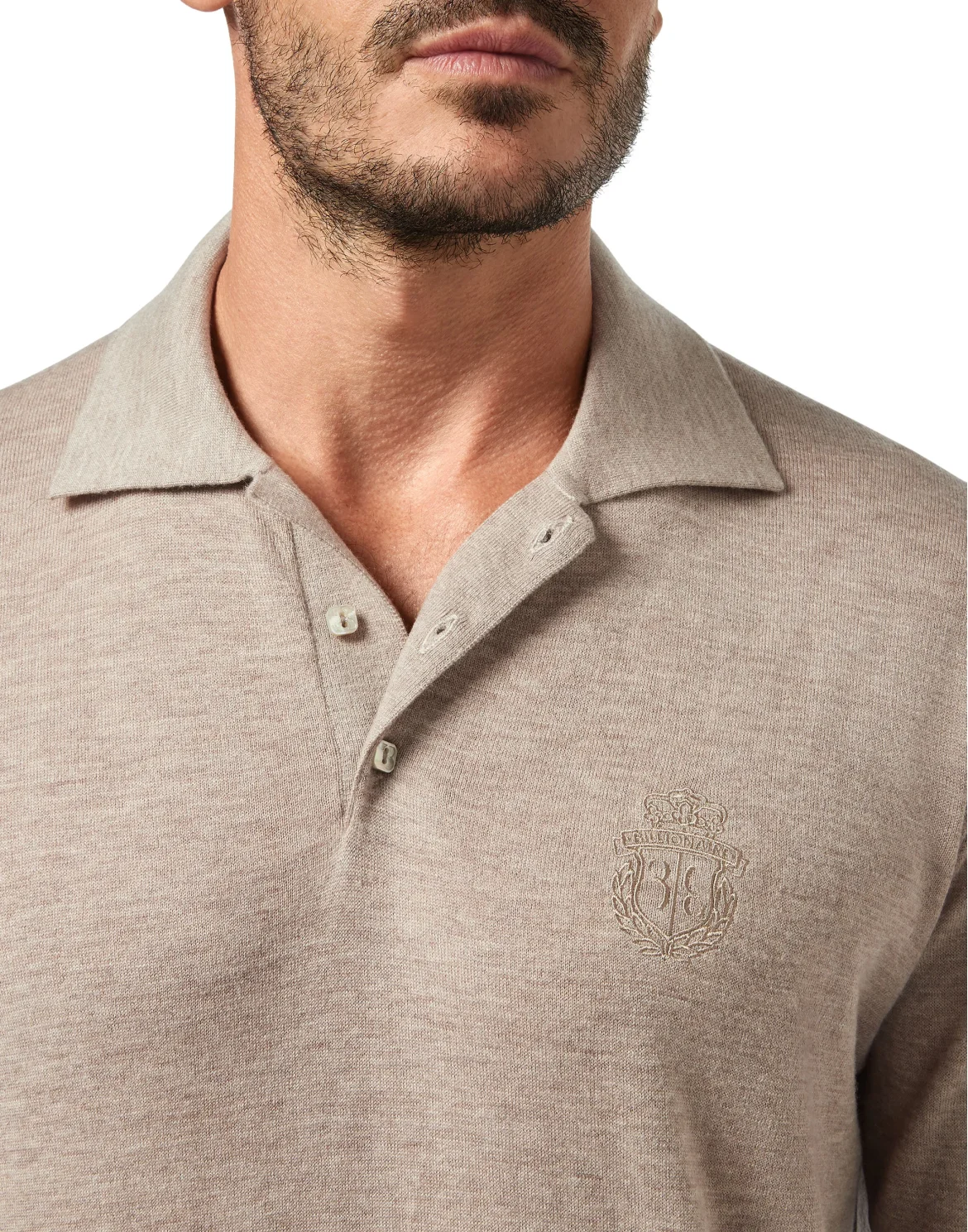 Pullover Polo-Neck LS Crest, цвет: Бежевый