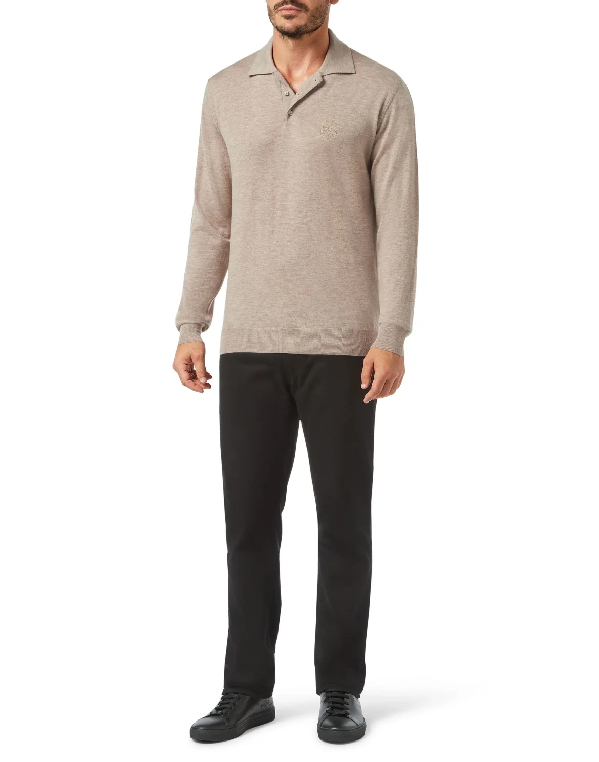 Pullover Polo-Neck LS Crest, цвет: Бежевый