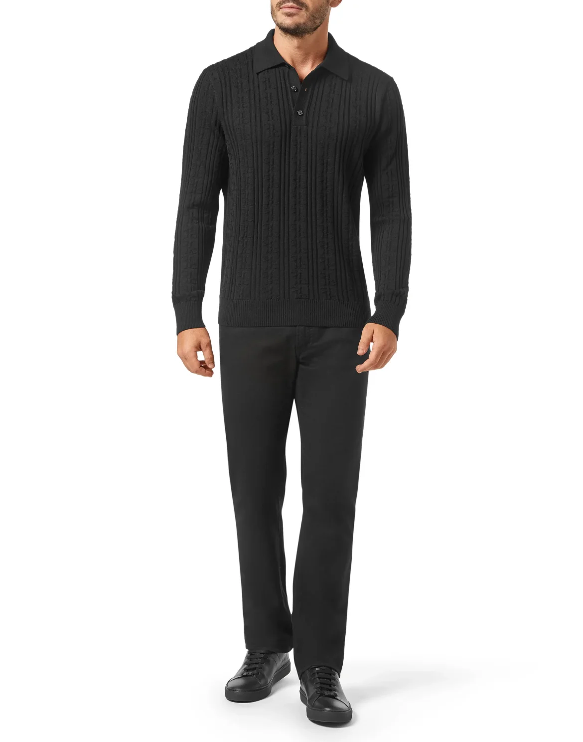 Pullover Polo-Neck LS All over BB, цвет: Черный