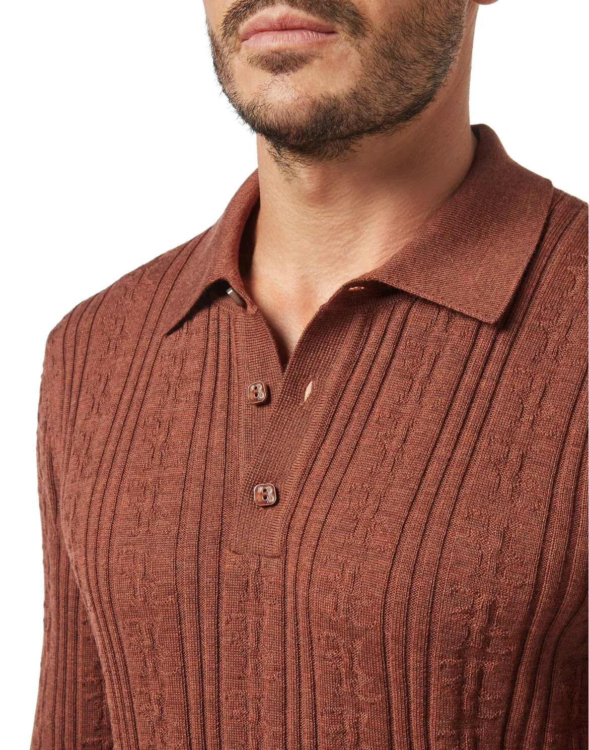 Pullover Polo-Neck LS All over BB, цвет: Коричневый