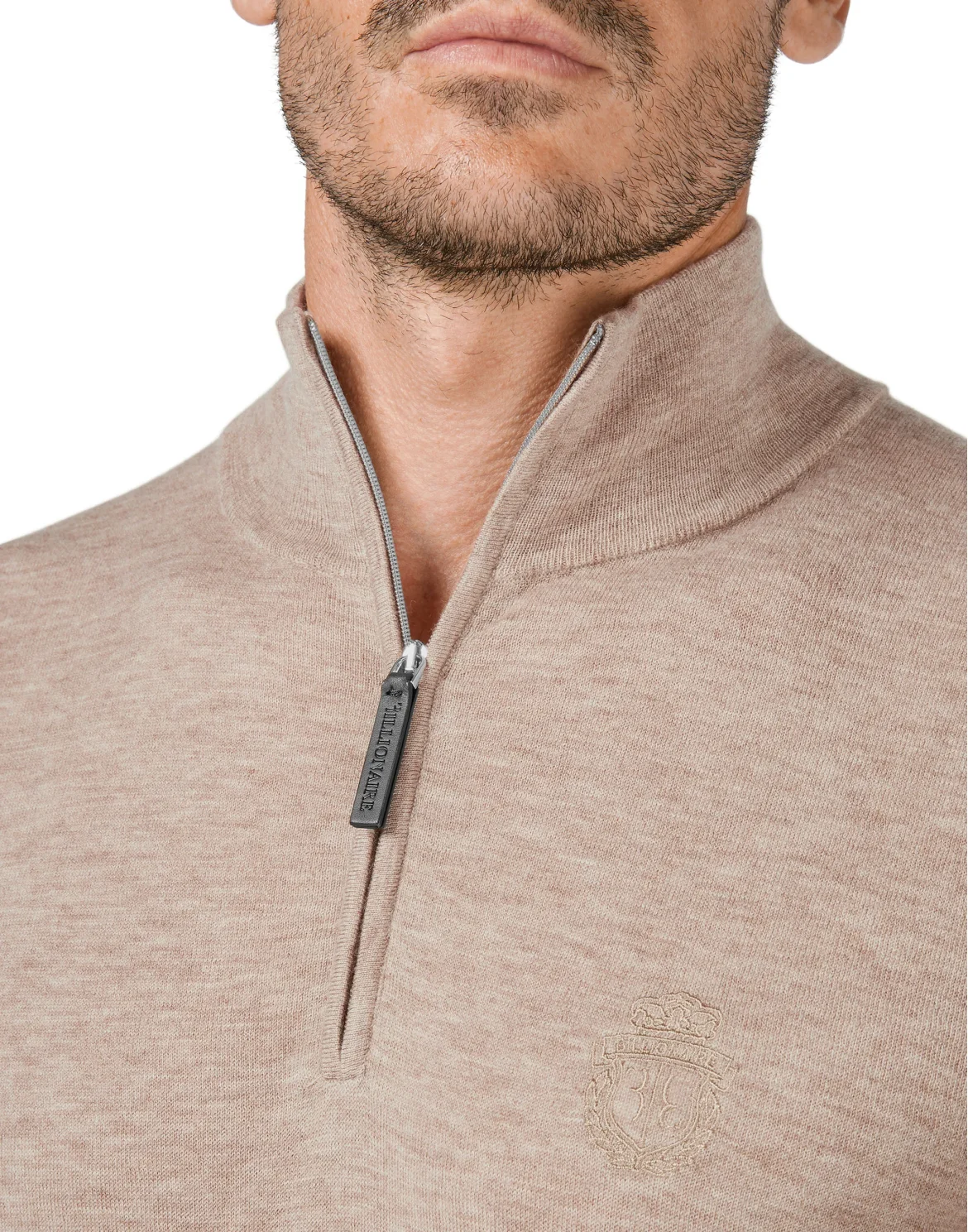 Pullover zip mock Crest, цвет: Бежевый