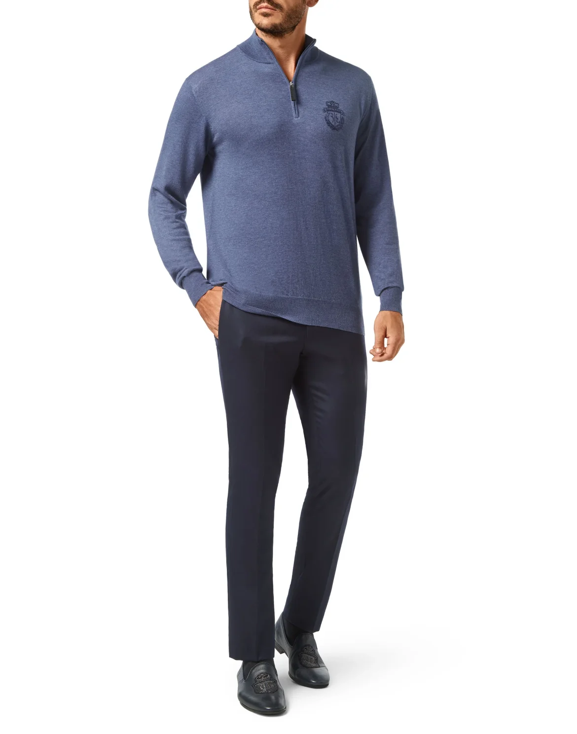 Pullover zip mock Crest, цвет: Синий