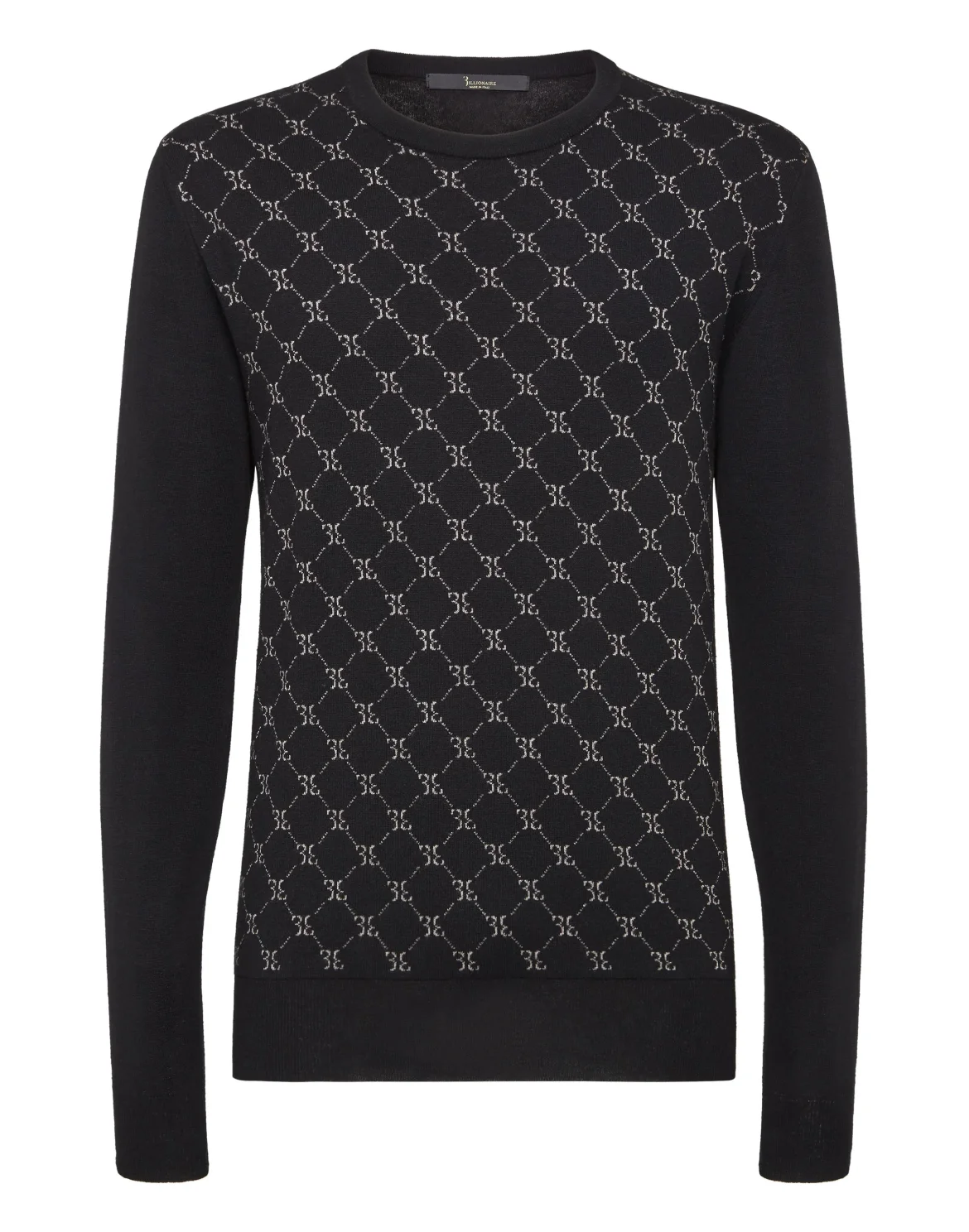 Pullover Round Neck LS Jacquard All over BB, цвет: Черный