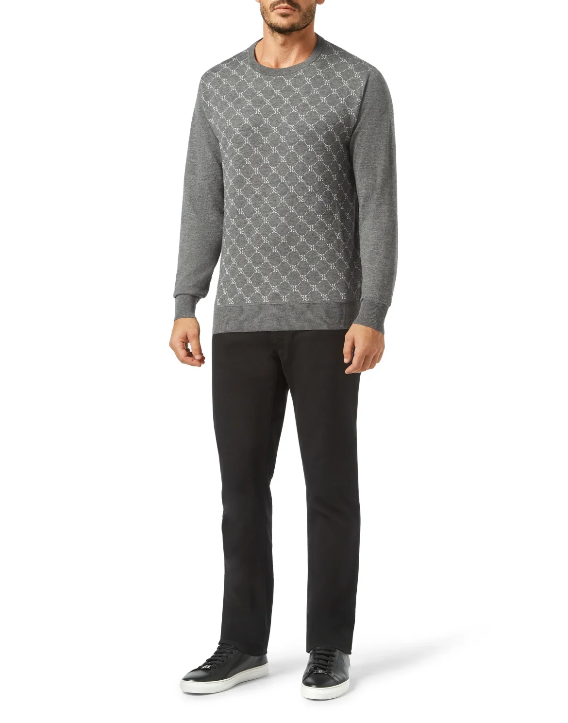 Pullover Round Neck LS Jacquard All over BB, цвет: Серый