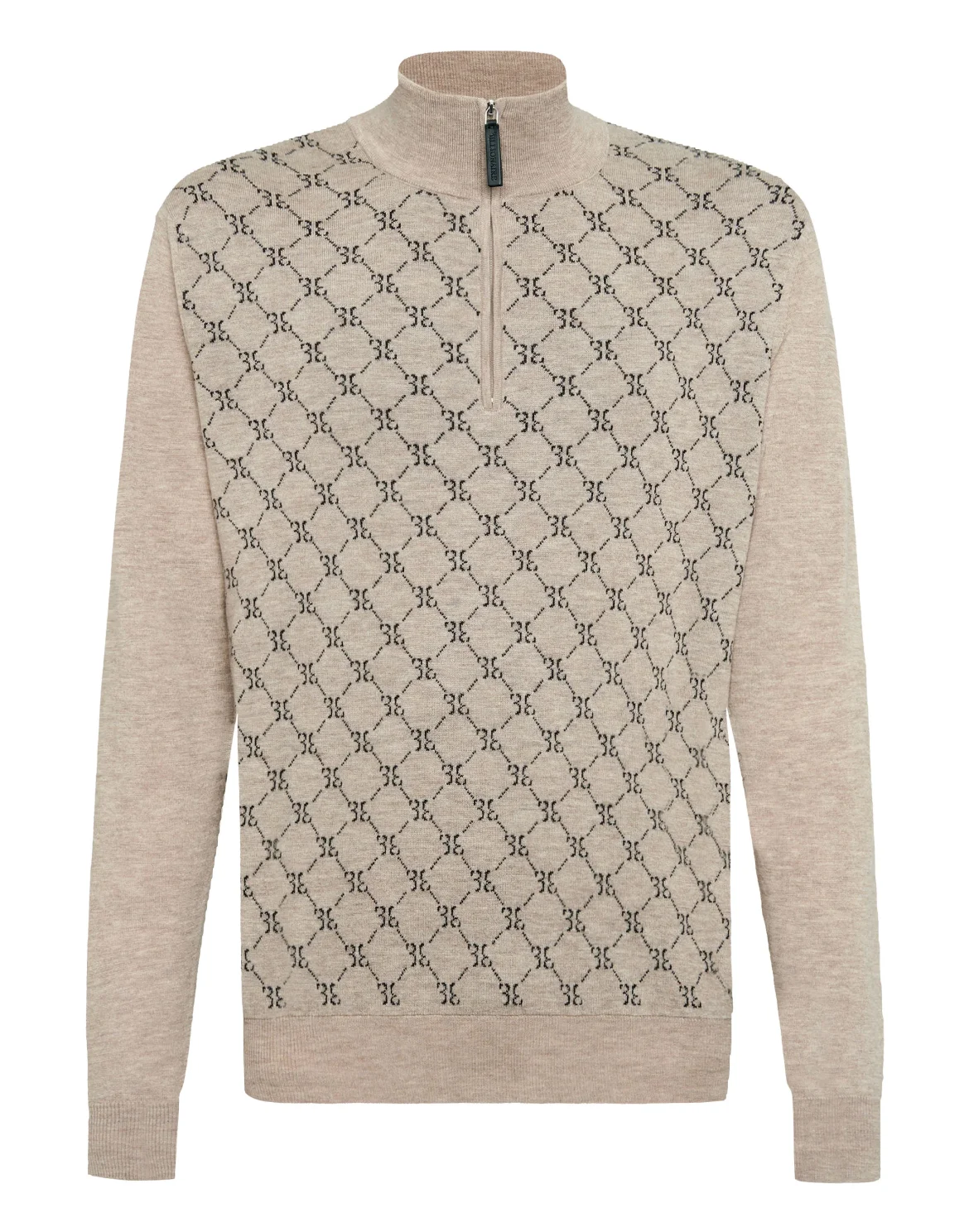 Pullover zip mock Jacquard All over BB, цвет: Бежевый