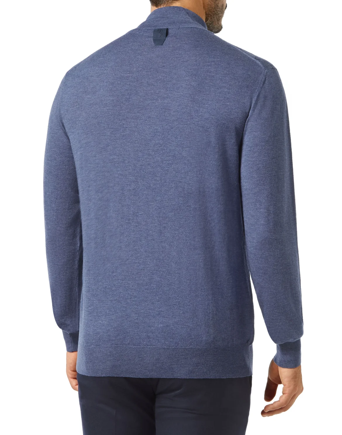 Pullover zip mock Jacquard All over BB, цвет: Синий