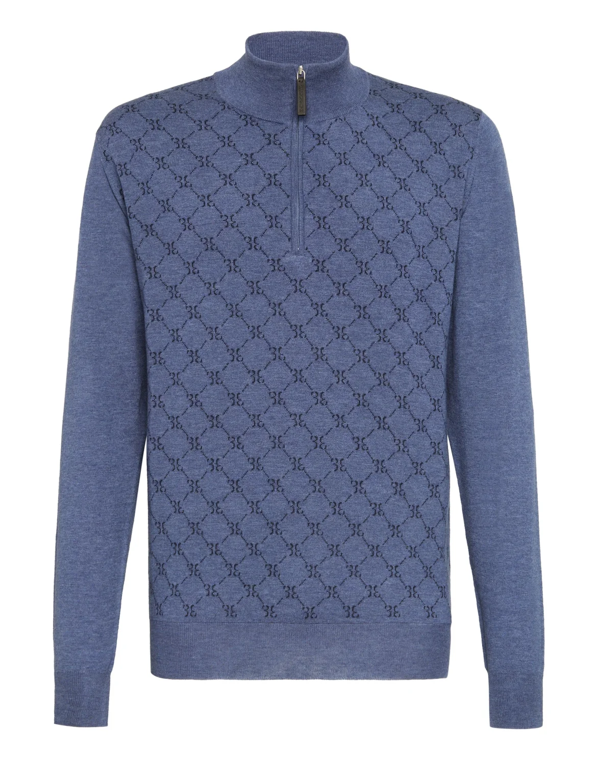 Pullover zip mock Jacquard All over BB, цвет: Синий