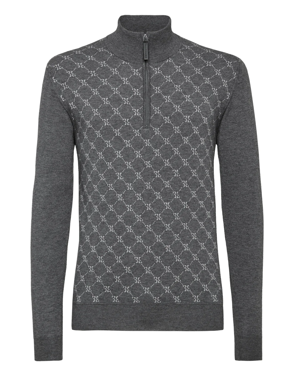 Pullover zip mock Jacquard All over BB, цвет: Серый