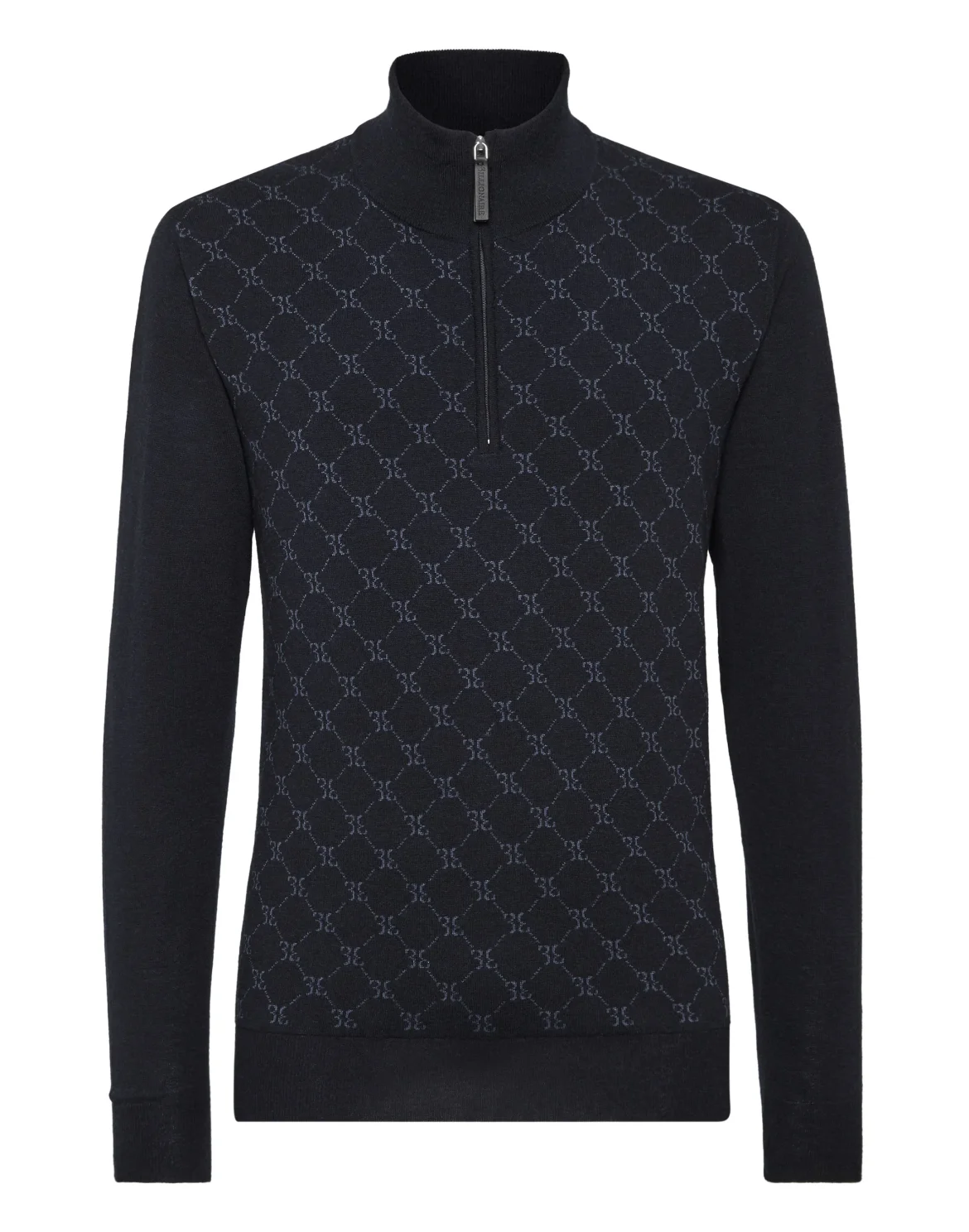 Pullover zip mock Jacquard All over BB, цвет: Синий