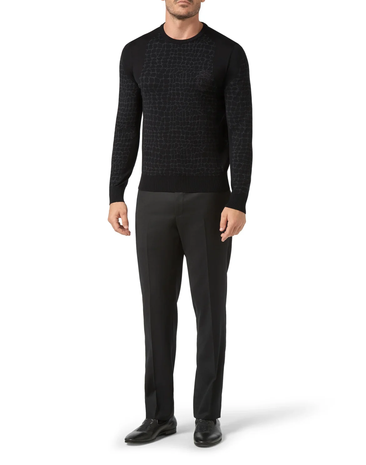Pullover Round Neck LS Crest, цвет: Черный