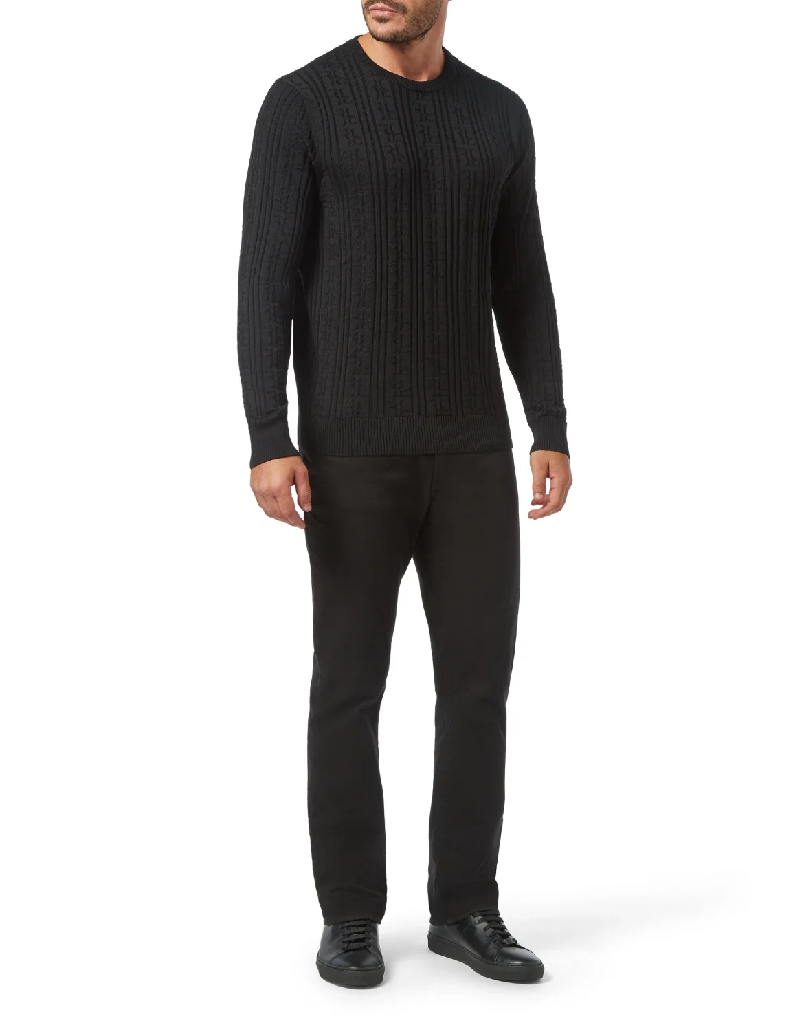 Pullover Round Neck LS All over BB, цвет: Черный