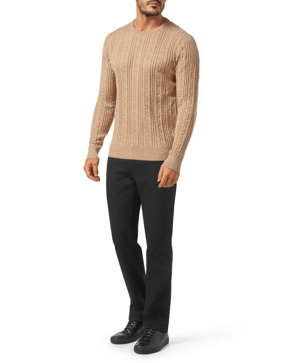Pullover Round Neck LS All over BB, цвет: Бежевый