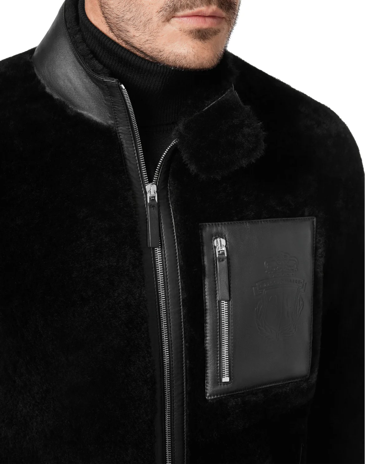 Leather Bomber Crest, цвет: Черный