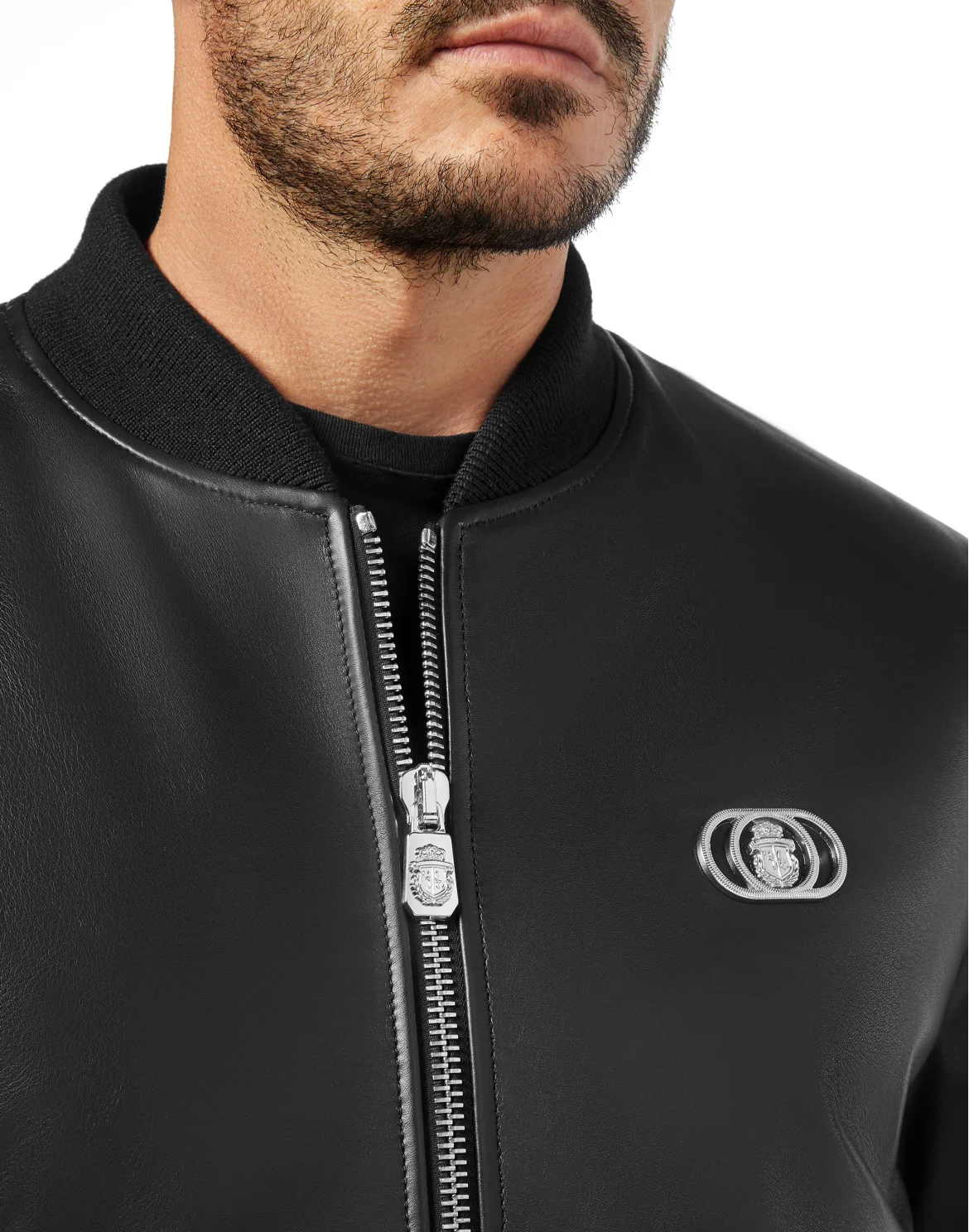 Leather Bomber Crest, цвет: Черный