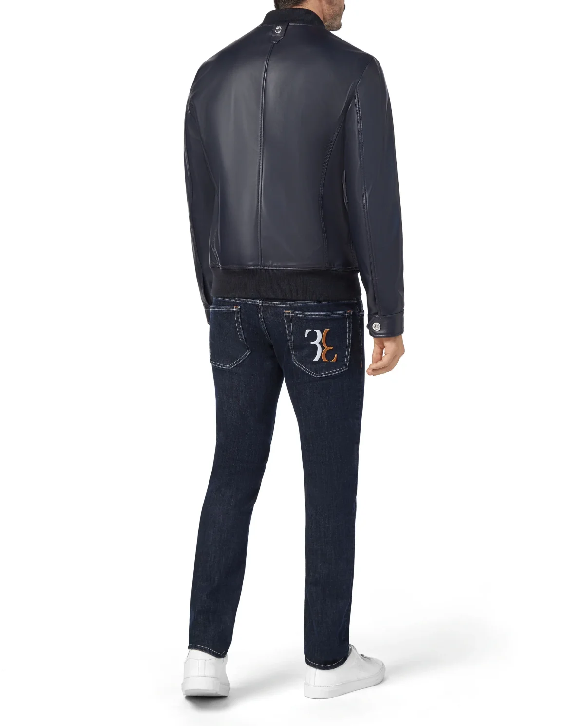 Leather Bomber with Python Luxury, цвет: Синий