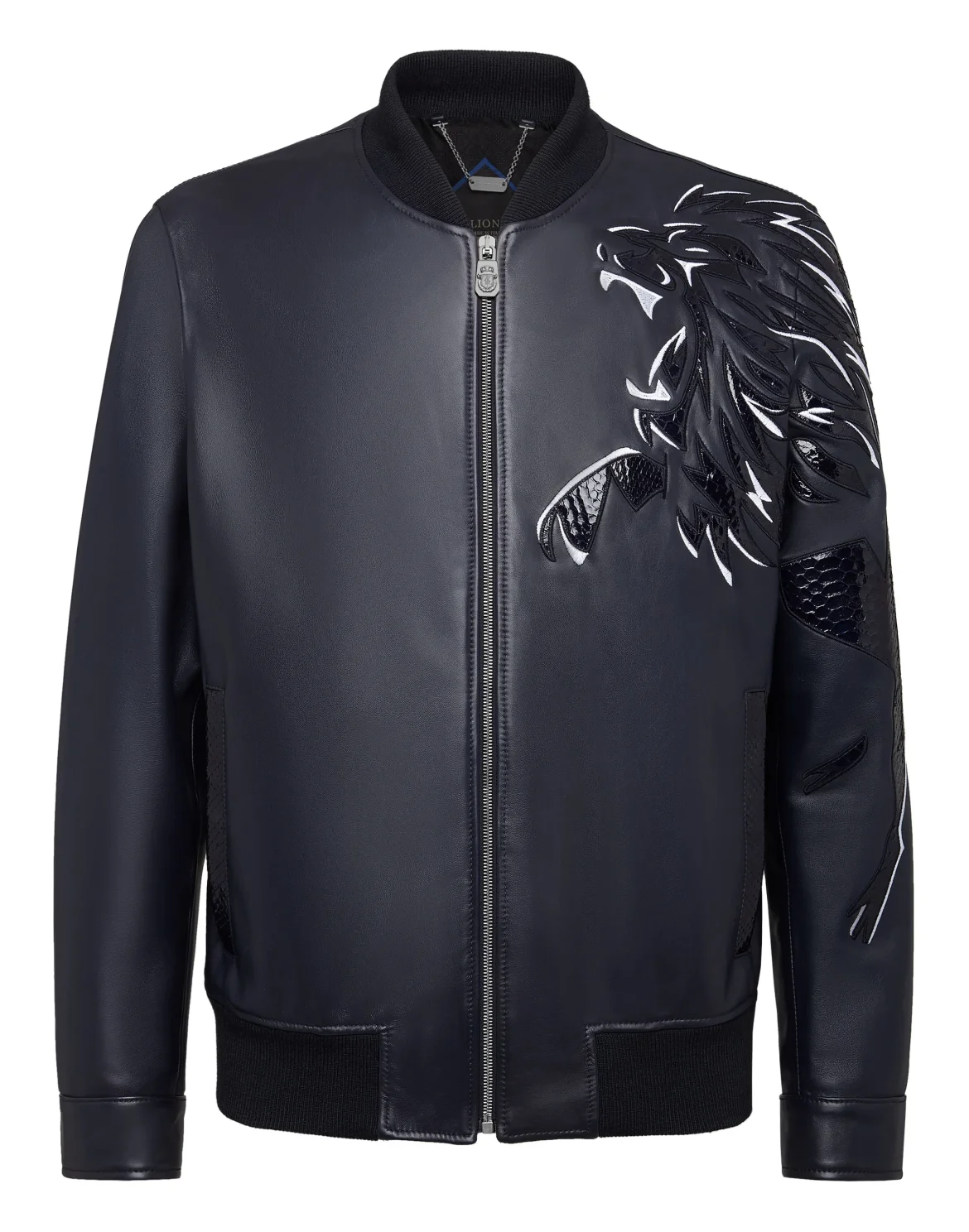 Leather Bomber with Python Luxury, цвет: Синий
