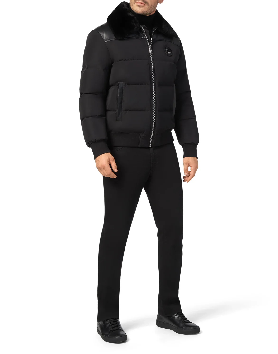 Bomber with Fur Luxury, цвет: Черный