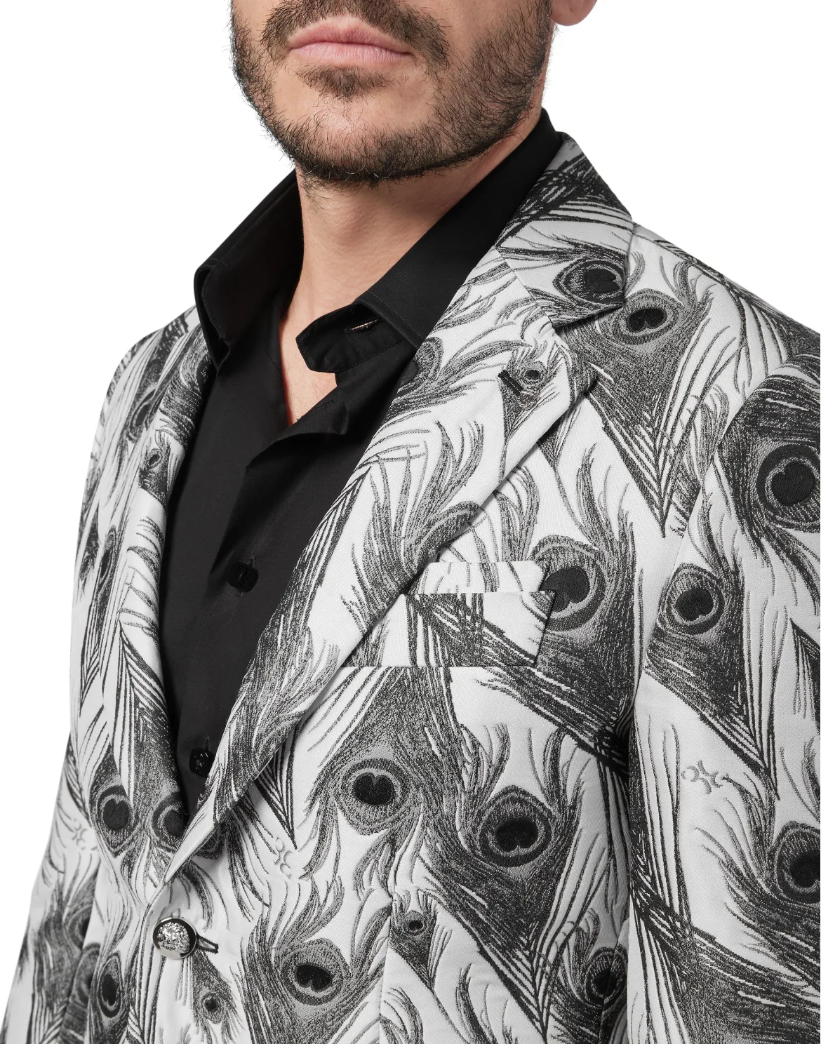 Blazer Super Slim Fit Jacquard Feathers, цвет: Белый