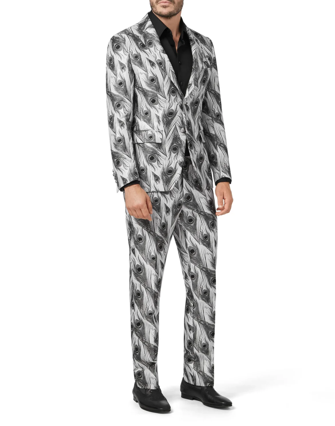 Blazer Super Slim Fit Jacquard Feathers, цвет: Белый