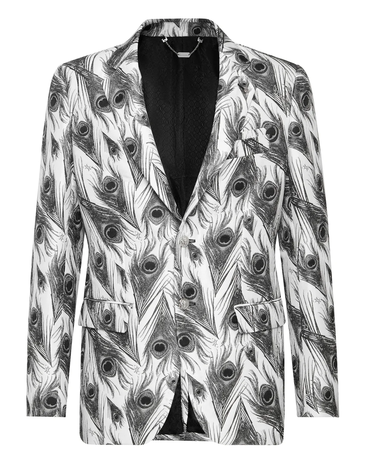 Blazer Super Slim Fit Jacquard Feathers, цвет: Белый