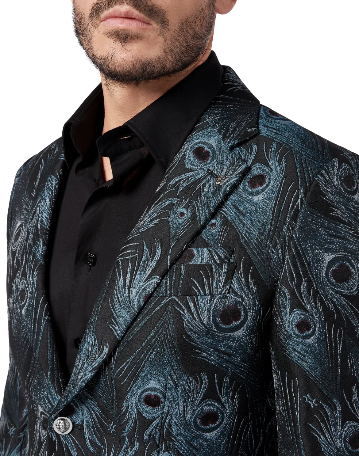 Blazer Super Slim Fit Jacquard Feathers, цвет: Синий