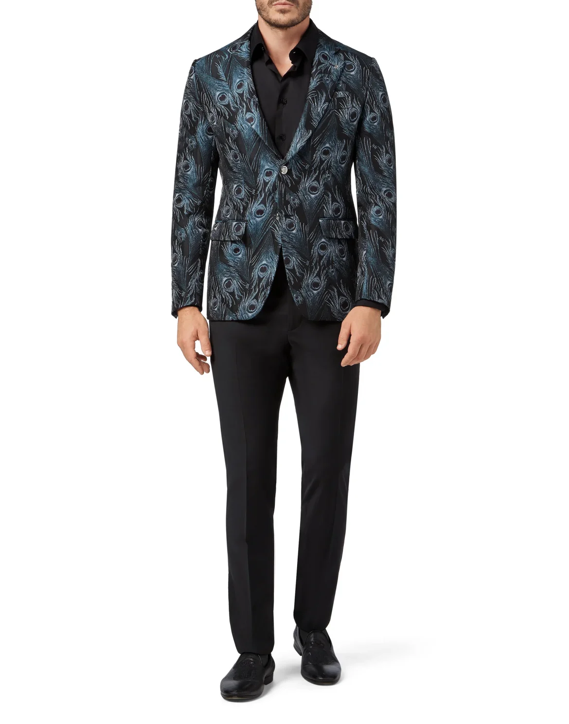 Blazer Super Slim Fit Jacquard Feathers, цвет: Синий